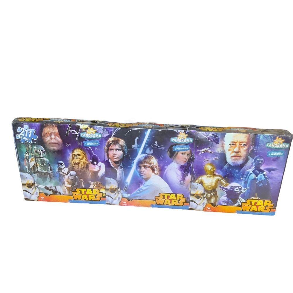 Star Wars Trilogy Disney 3 Box Puzzles 211 Total Pieces Panorama NEW READ